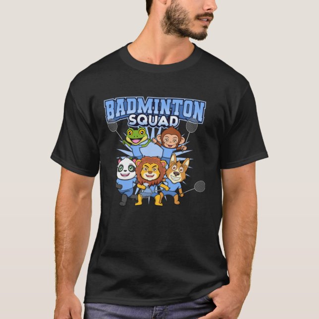 Badminton Squad Animal Badminton Racket Sports T-Shirt (Vorderseite)