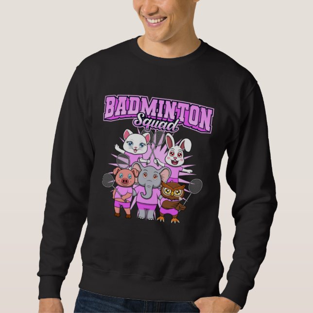 Badminton Squad Cute Animals Shuttlecock Sweatshirt (Vorderseite)