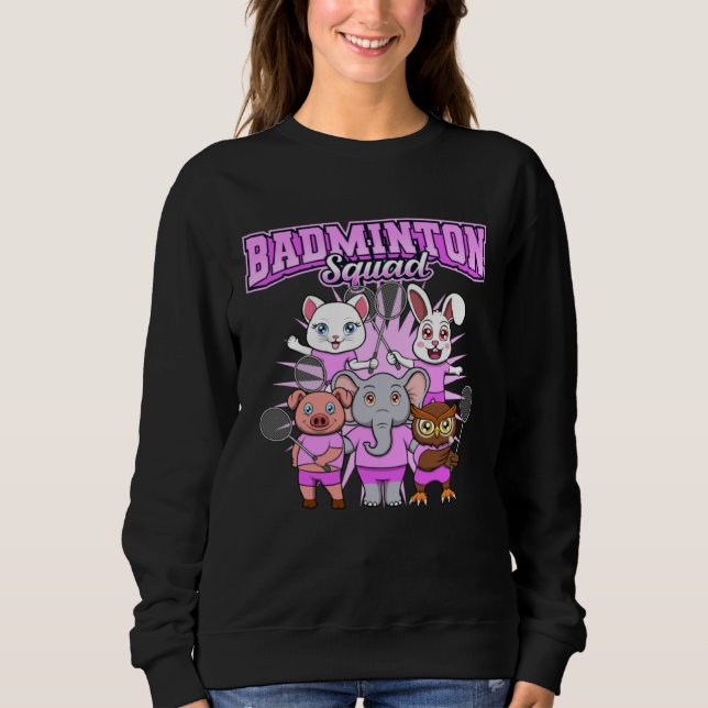Badminton Squad Cute Animals Shuttlecock Sweatshirt (Vorderseite)