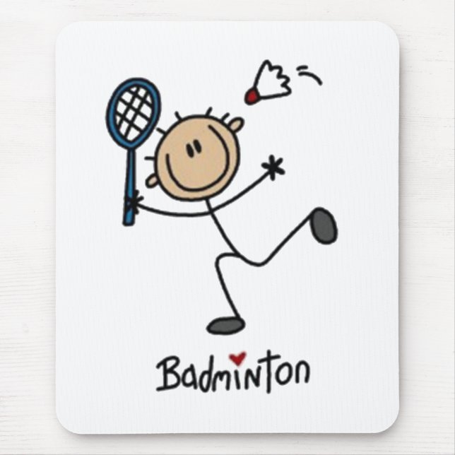 Badminton-Strichmännchen Mousepad (Vorne)