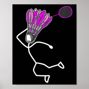 Badminton Stylish Cool Strichmännchen Girl Poster
