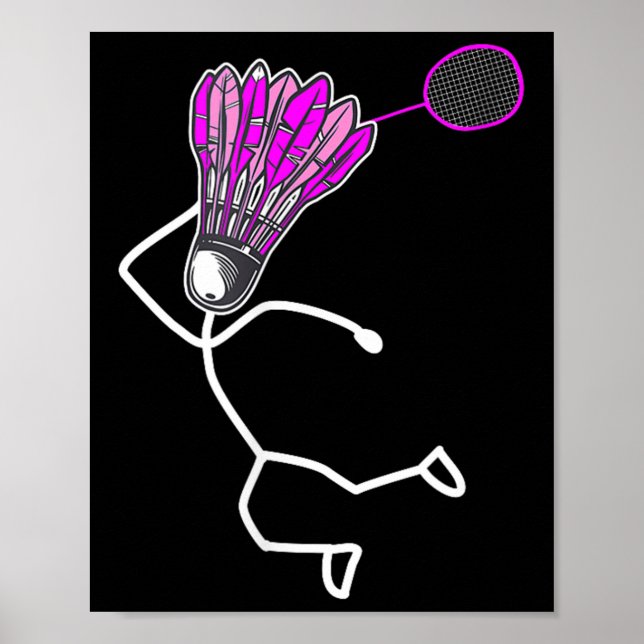 Badminton Stylish Cool Strichmännchen Girl Poster (Vorne)