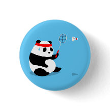 Badminton Sweaty Panda Button / Button / Abzeichen
