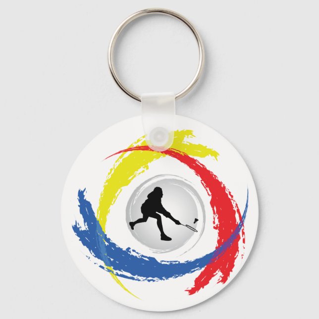 Badminton Tricolor Emblem Schlüsselanhänger (Vorderseite)