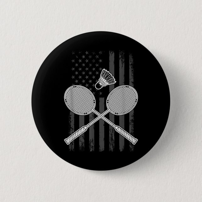 Badminton und Federball-Amerikanische Flagge  Button (Vorderseite)