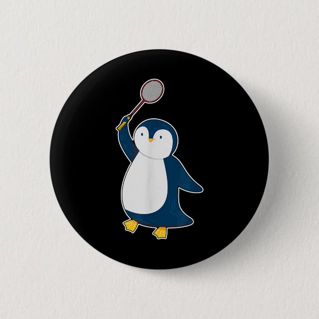 Badminton- und Federballspieler Pinguin  Button (Vorderseite)