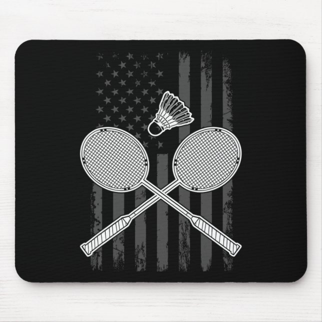 Badminton und Shuttle American Flag Mousepad (Vorne)