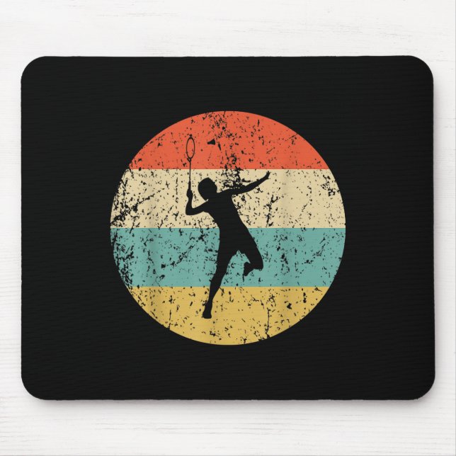 Badminton Vintage Retro Badminton Player  Mousepad (Vorne)