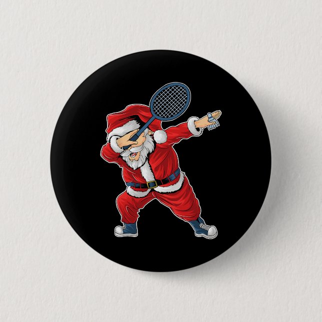 Badminton Weihnachts-Dabbing Weihnachtsmann mit Sh Button (Vorderseite)