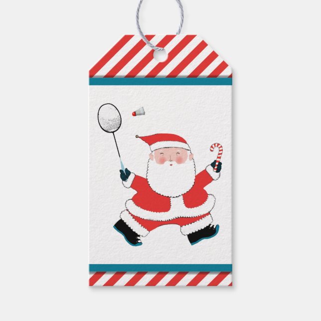 Badminton Weihnachtsfeiertag Geschenkanhänger (Vorderseite)