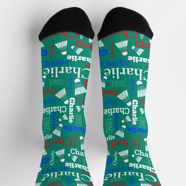 Badminton, weiß, blau, rot und grün socken (Oben)