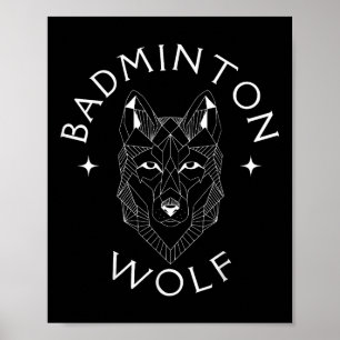 Badminton Wolf Spieler Schläger Federball Sport Poster
