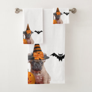 Badtuch-Set französischer Bulldoggen Halloweens Badhandtuch Set