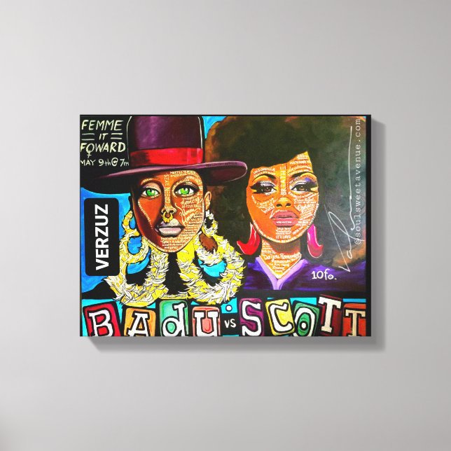 "Badu vs Scott" von Valencia Goodwin Leinwanddruck (Vorderseite)