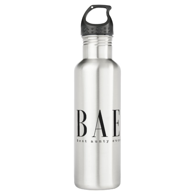 BAE bestes Schwarz-weißes Logo Tante überhaupt Edelstahlflasche (Vorderseite)