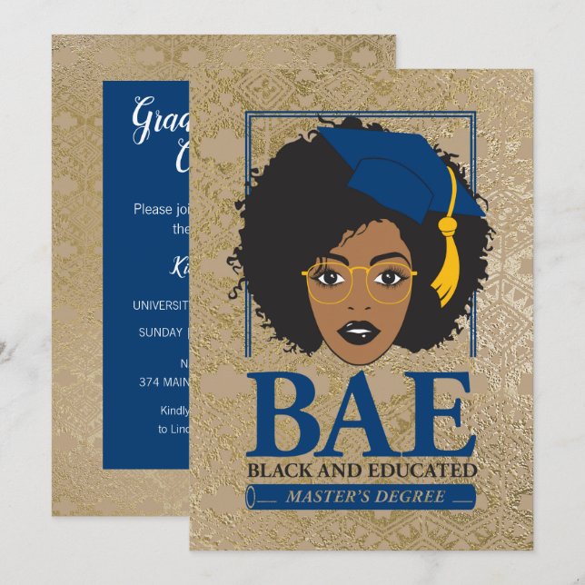 BAE Black and Educated Master's Degree Abschluss Einladung (Vorne/Hinten)