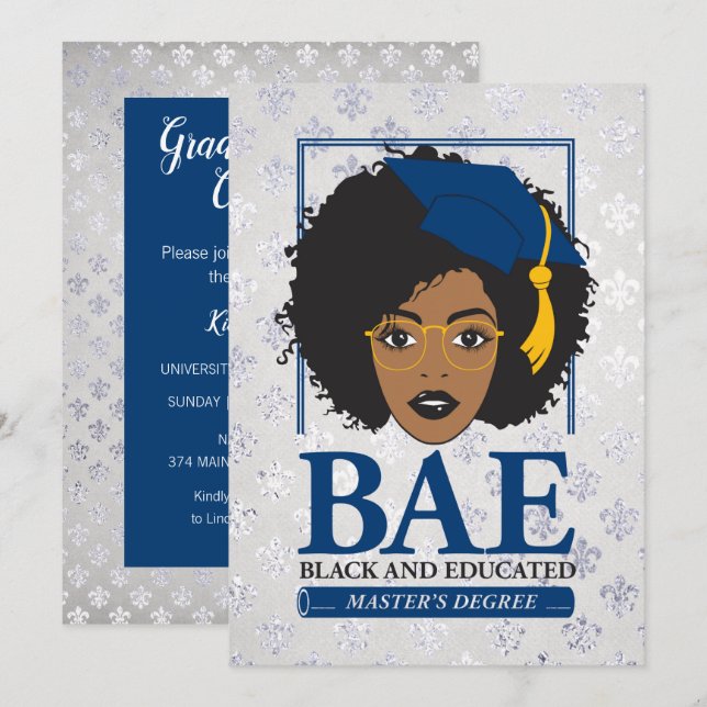 BAE Black and Educated Master's Degree Abschluss Einladung (Vorne/Hinten)