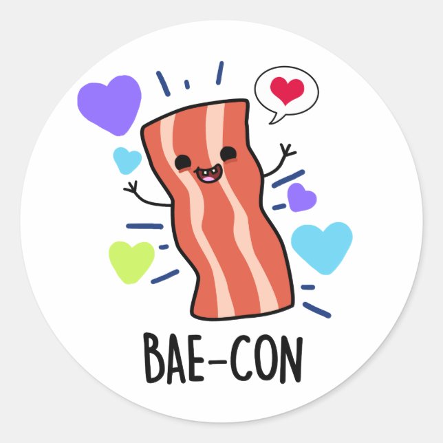 Bae-con Funny Bacon Pun Runder Aufkleber (Vorderseite)