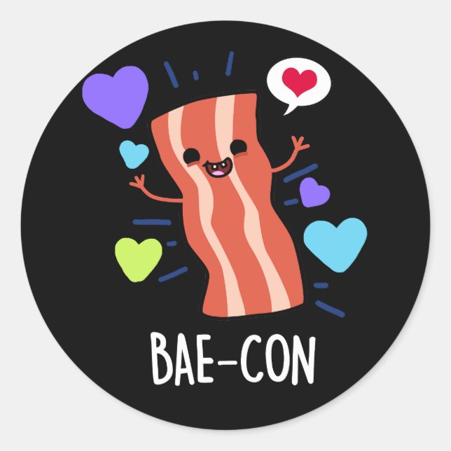 Bae-con Funny Bacon Pun Runder Aufkleber (Vorderseite)