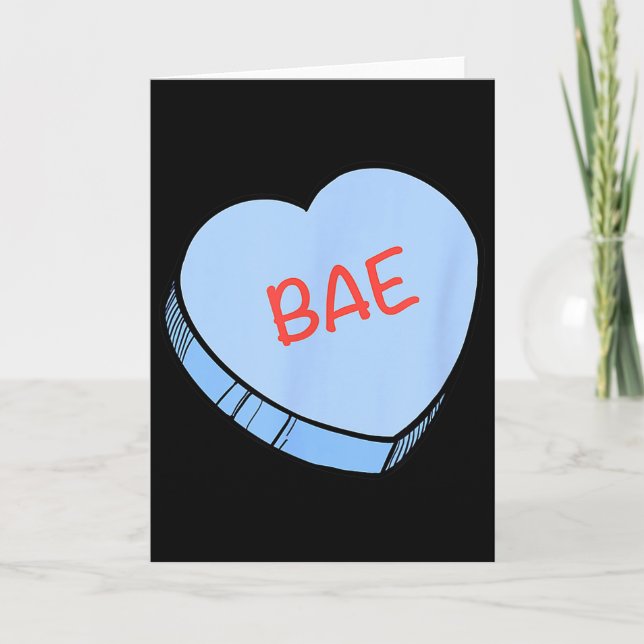 „bae“ Conversation Hearts Valentinstag  Karte (Vorderseite)