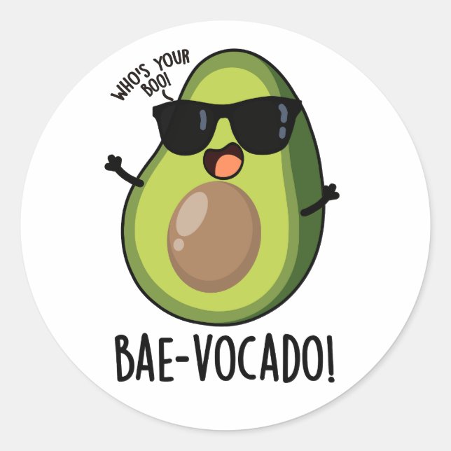 Bae-vocado Funny Avocado Pun Runder Aufkleber (Vorderseite)