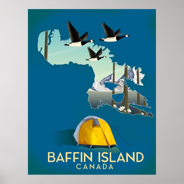 Baffin Island Map Kanada Reiseplakat Poster (Vorne)