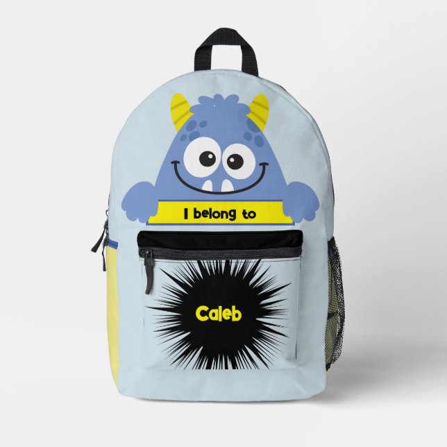 Bag Buddy Funny Blue Monster Backpack Bedruckter Rucksack (Vorderseite)
