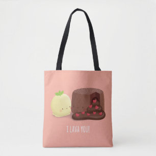 Bag Chocolate Lava Cake et glace vanille Pun Tote