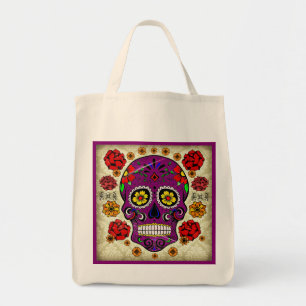 Bag Day of the Dead Sugar Skull Grocery Tote