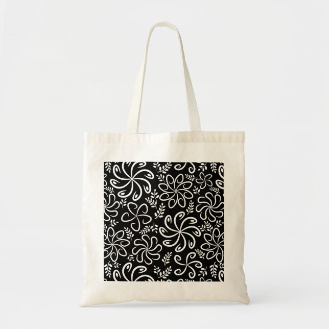 Bag für Funky Schwarz-weiß Blume Tragetasche (Vorne)