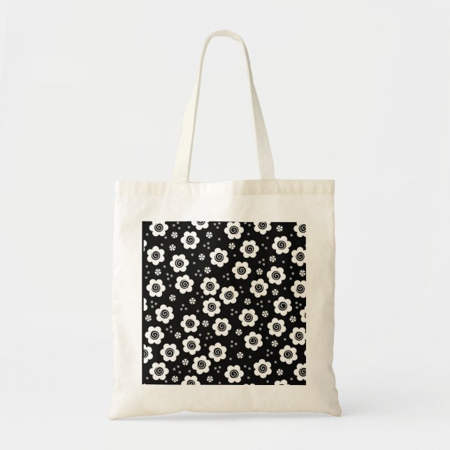 Bag für niedliche Schwarz-weiße Blume Tragetasche (Vorne)