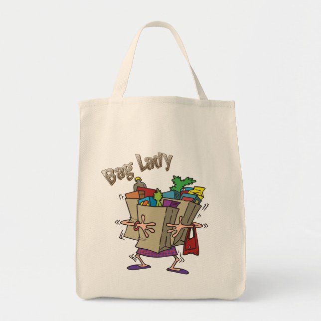 Bag Lady Cartoon Tragetasche (Vorne)