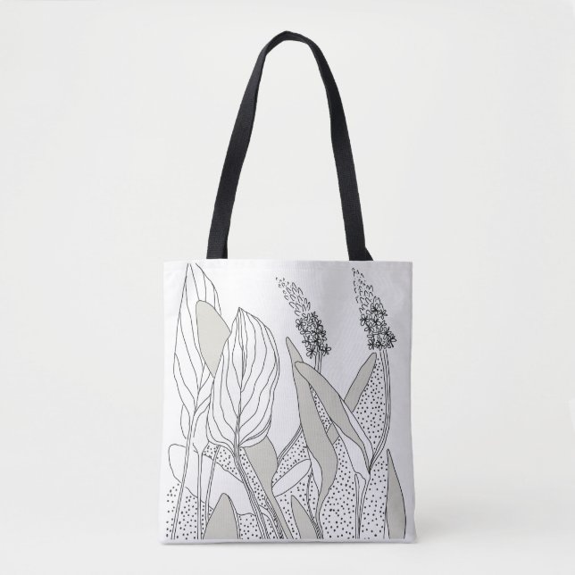 Bag lovely tote with plant illustrations.  (Devant)