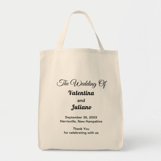 Bag Minimalist Typography Style Grocery Wedding Tote (Devant)