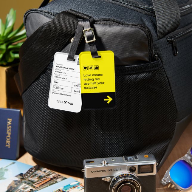 BAG TAG - Liebe bedeutet... Gepäckanhänger (Vorderseite & Rückseite)