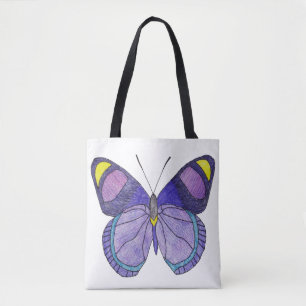 Bag Tote Partout - Papillon Violet (blanc)