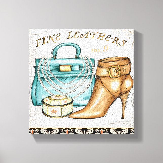 Bag und Schuhe aus feinem Leder Leinwanddruck (Vorderseite)