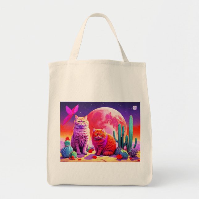Bag with Cat Illustration Tragetasche (Vorne)