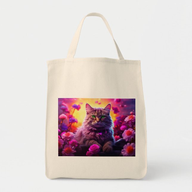 Bag with Cat Illustration Tragetasche (Vorne)