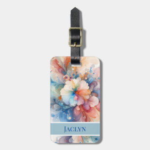 Bagage Étiquette à l'aquarelle douce Fleur et torsades