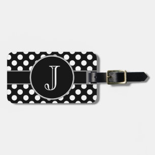 Bagage Étiquette décorée d'un monogramme à pois noire et