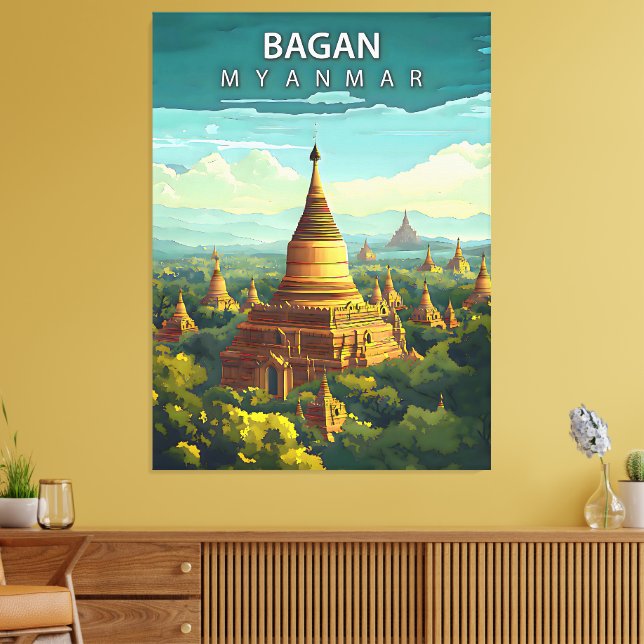 Bagan, Myanmar: Ein zeitloses Band Leinwanddruck (Insitu (Wohnzimmer))