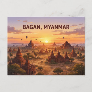 Bagan Myanmar Sonnenuntergang Reise Postkarte