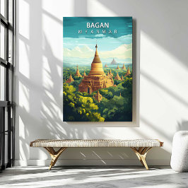 Bagan Myanmar Travel Poster Canvas Wall Art Leinwanddruck