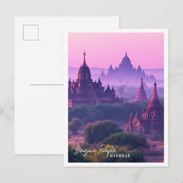 Bagan Tempels Myanmar - der schöne Touristenort Postkarte (Vorne/Hinten)