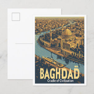 Bagdad Irak Vintage-Kunst-Reiseillustration Postkarte