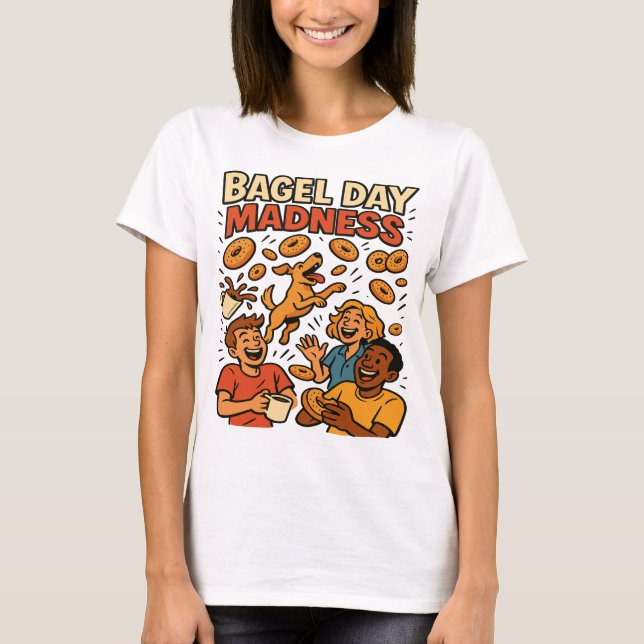 Bagel Day Madness Funny Retro Art T-Shirt (Vorderseite)