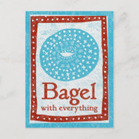 Bagel Postkarte - Fun Blue Red Food Postkarte