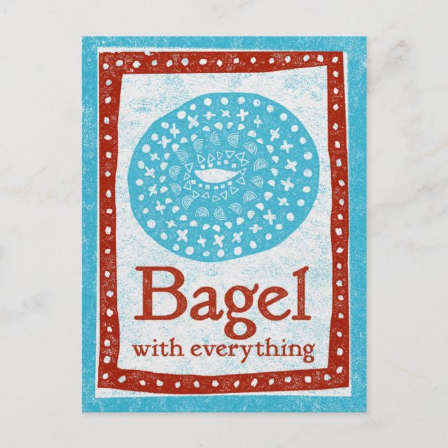 Bagel Postkarte - Fun Blue Red Food Postkarte (Vorderseite)