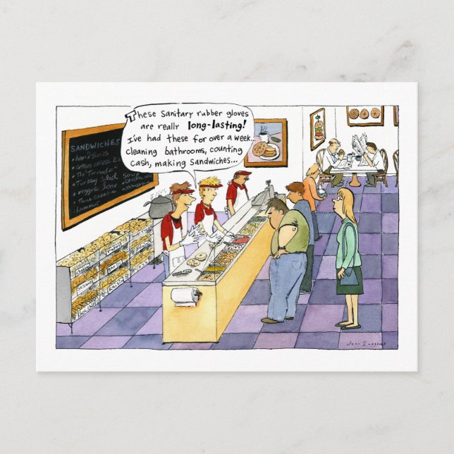 Bagel Shop Cartoon Postkarte (Vorderseite)